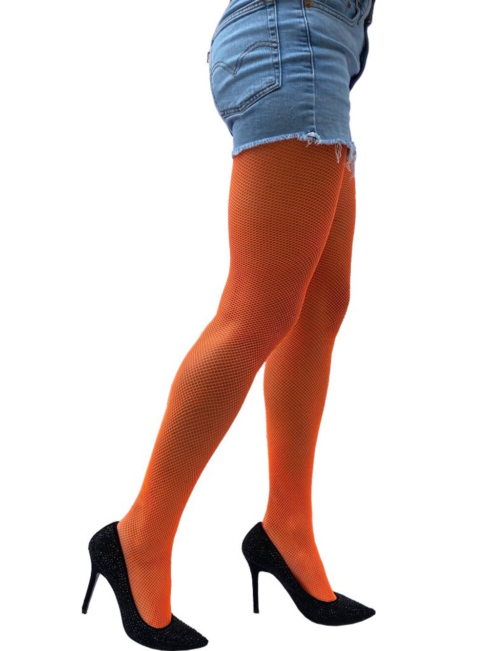 Orange Fishnet Tights for Women